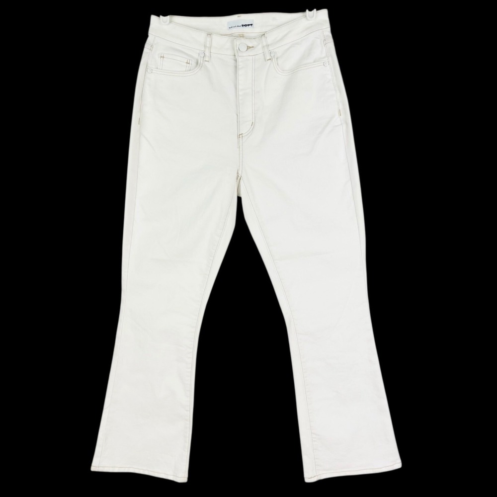 LOFT Women Stretch The Kick Crop Jeans 26/2 White High Rise Bootcut Stretch NWOT
